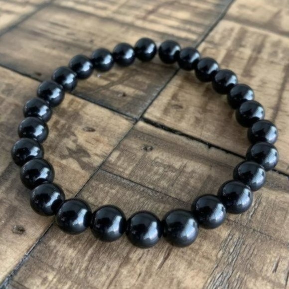 8mm Black Onyx Chakra Bead Stretch Bracelet - Picture 4 of 8